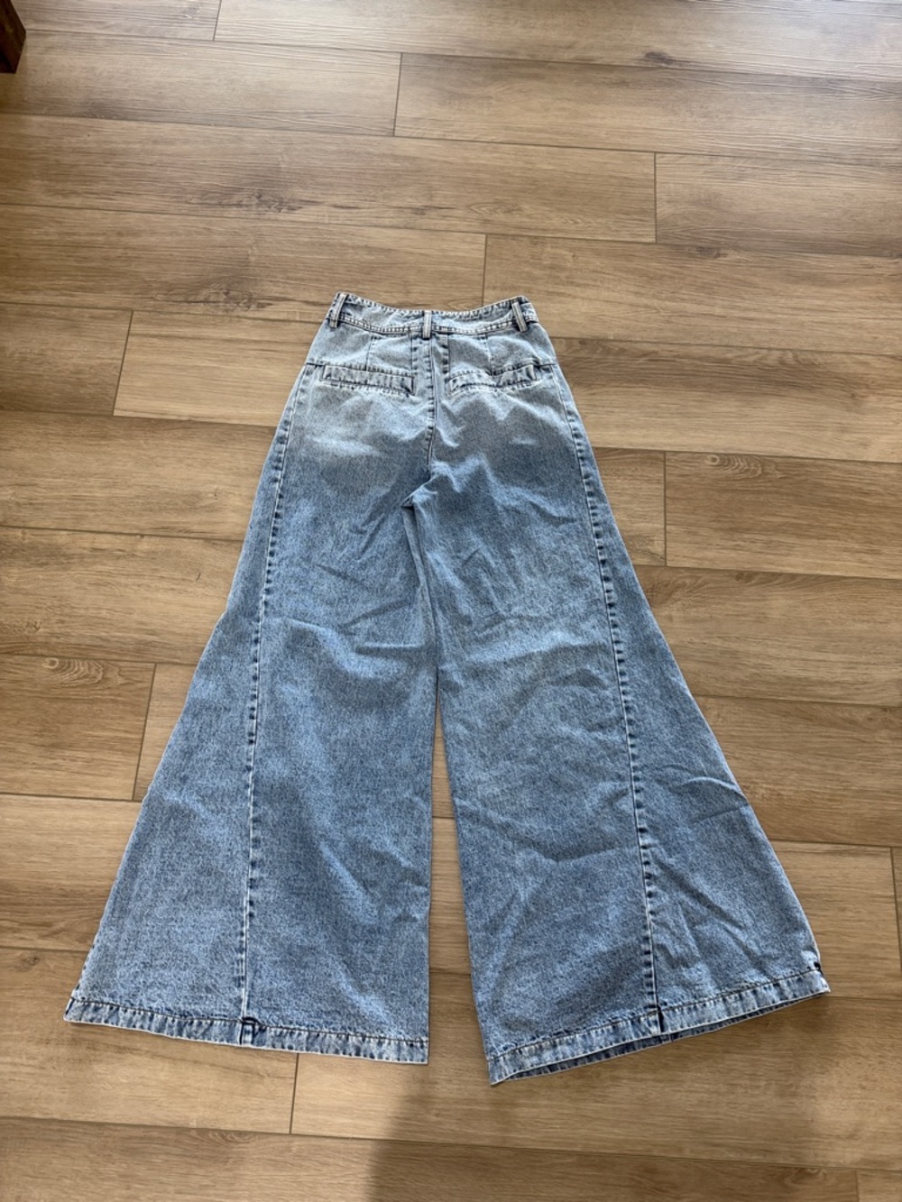 MABLE | Women's Wide Leg Pleated Denim Pants Light Wash High Rise Boho Anthro S - Picture 9 of 10